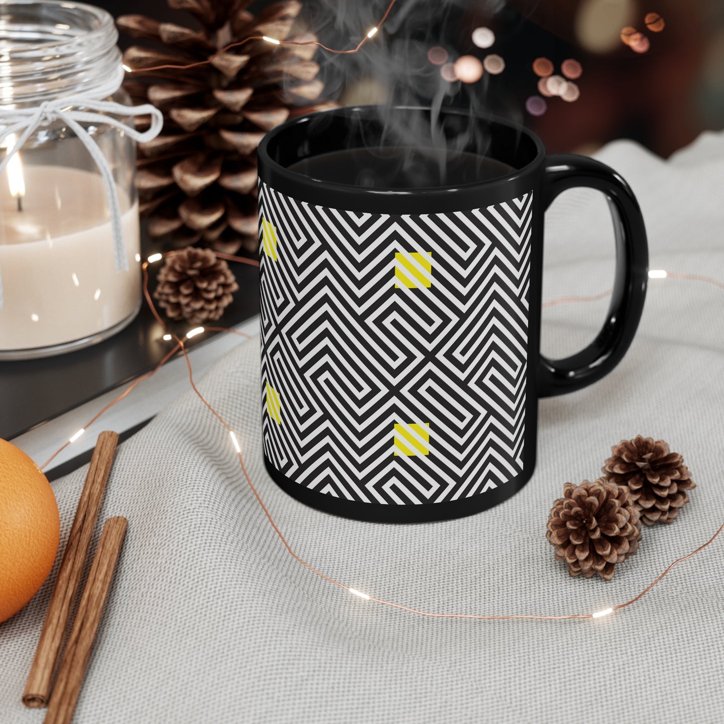 Black & White Abstract 11oz Black Mug