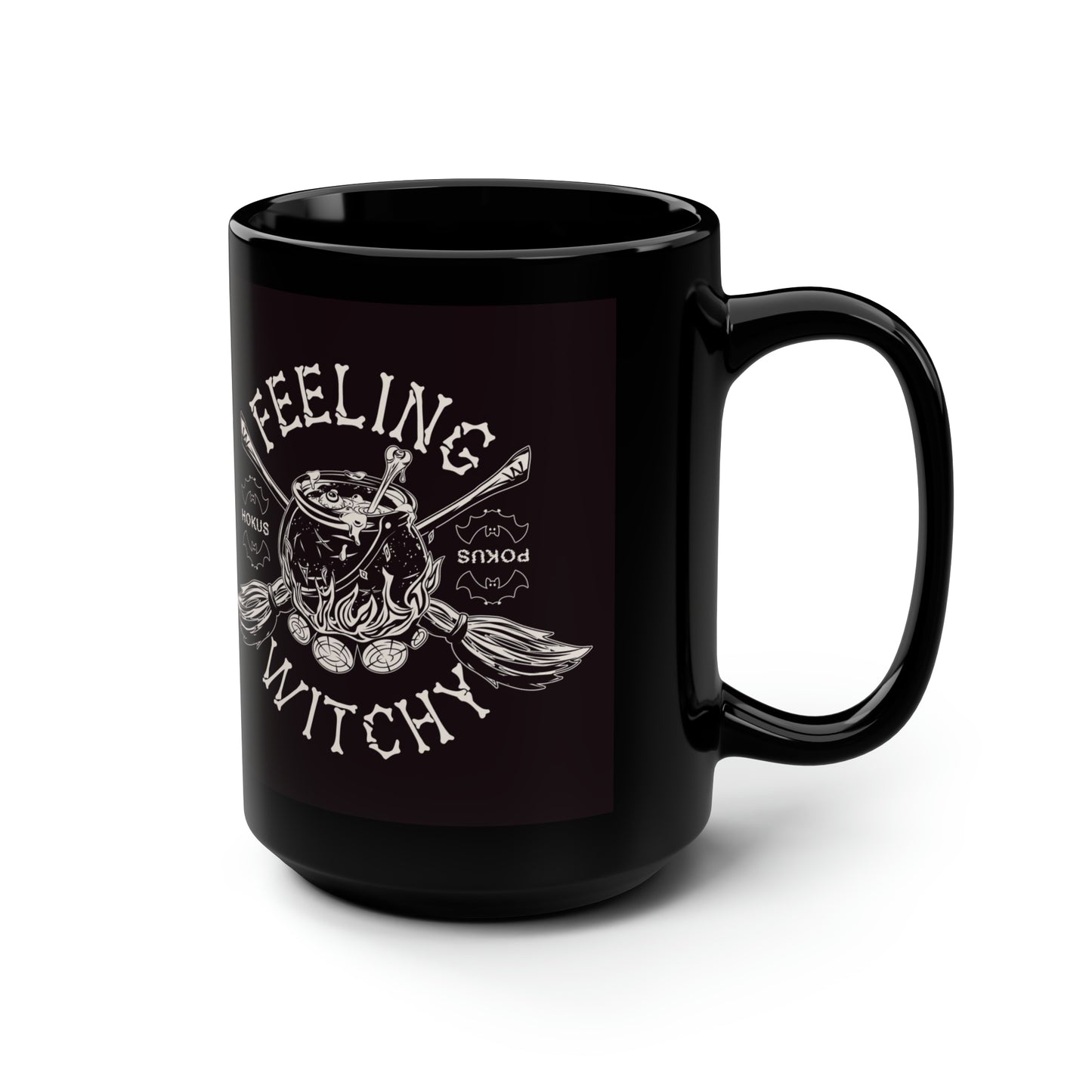 Halloween Double Sided Black & White Mug, 15oz "Feeling Witchy"