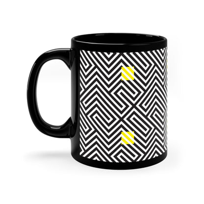 Black & White Abstract 11oz Black Mug