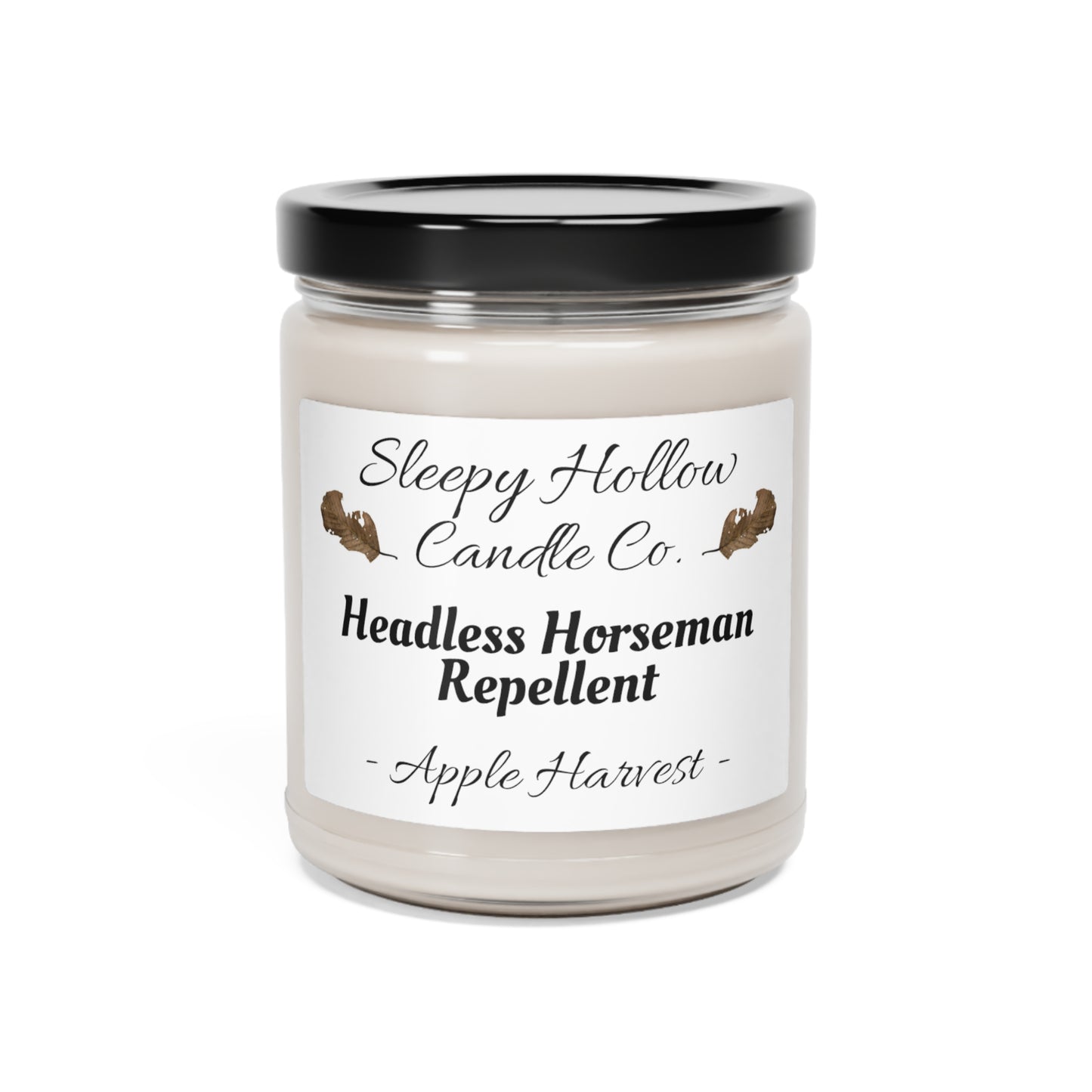 Fall/Halloween "Sleepy Hollow Candle Co." Apple Harvest Scented Soy Candle, 9oz - "Headless Horseman Repellent"