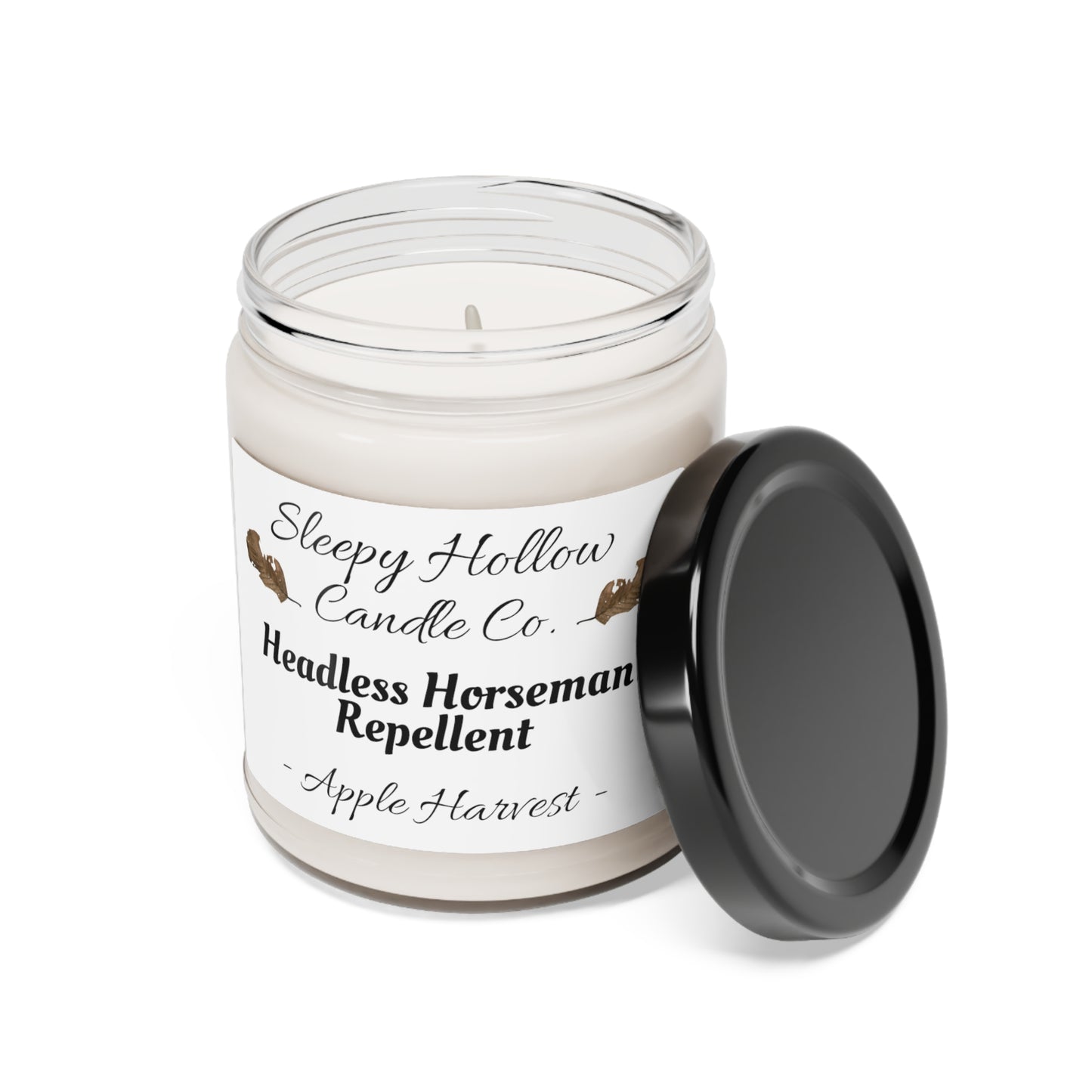 Fall/Halloween "Sleepy Hollow Candle Co." Apple Harvest Scented Soy Candle, 9oz - "Headless Horseman Repellent"