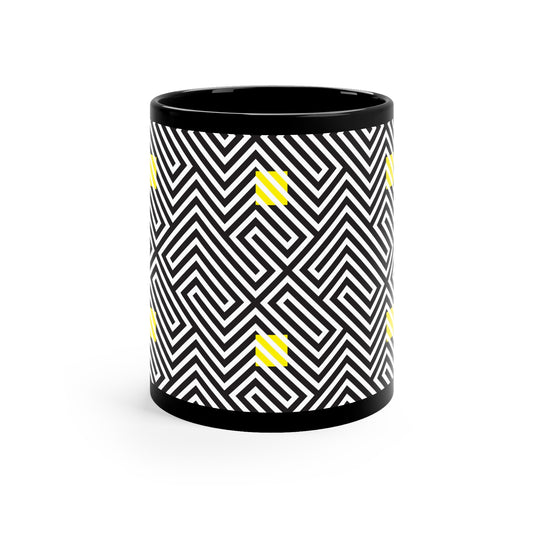 Black & White Abstract 11oz Black Mug