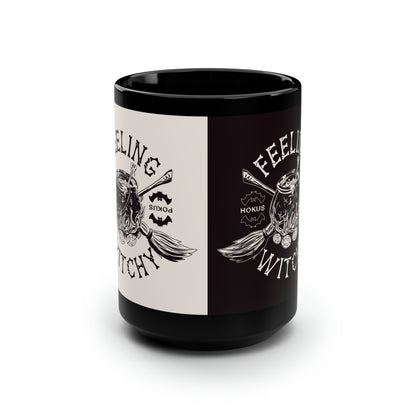 Halloween Double Sided Black & White Mug, 15oz "Feeling Witchy"