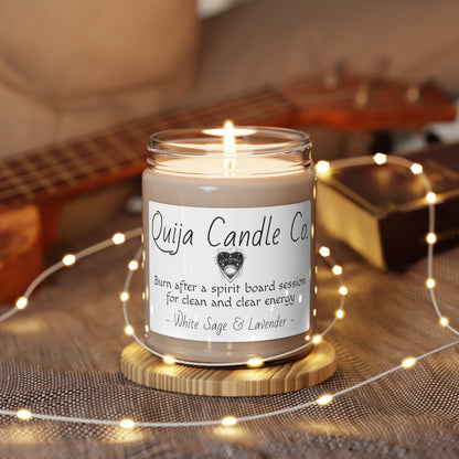 White Sage & Lavender Scented Soy Candle, 9oz "Quija Candle Co."