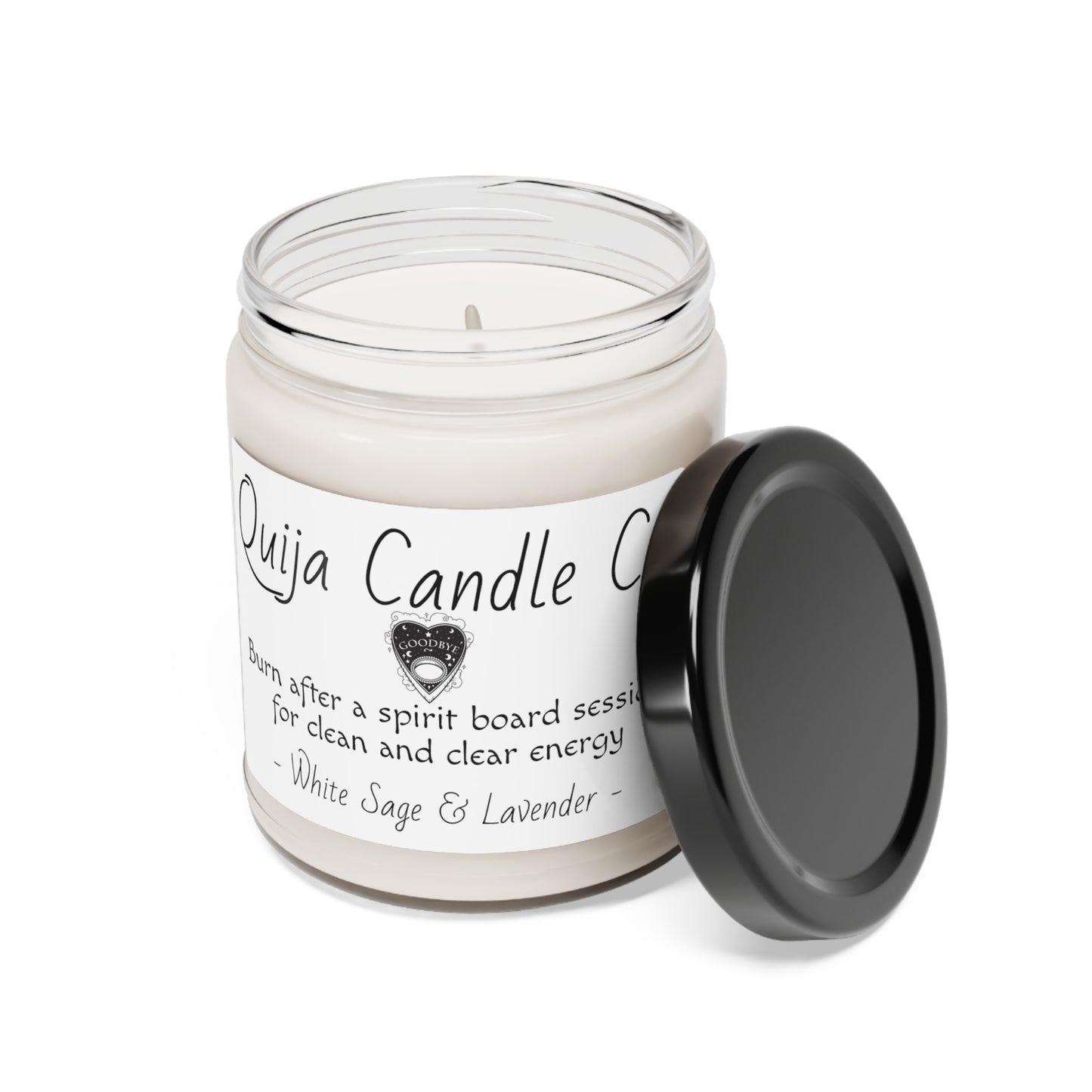 White Sage & Lavender Scented Soy Candle, 9oz "Quija Candle Co."