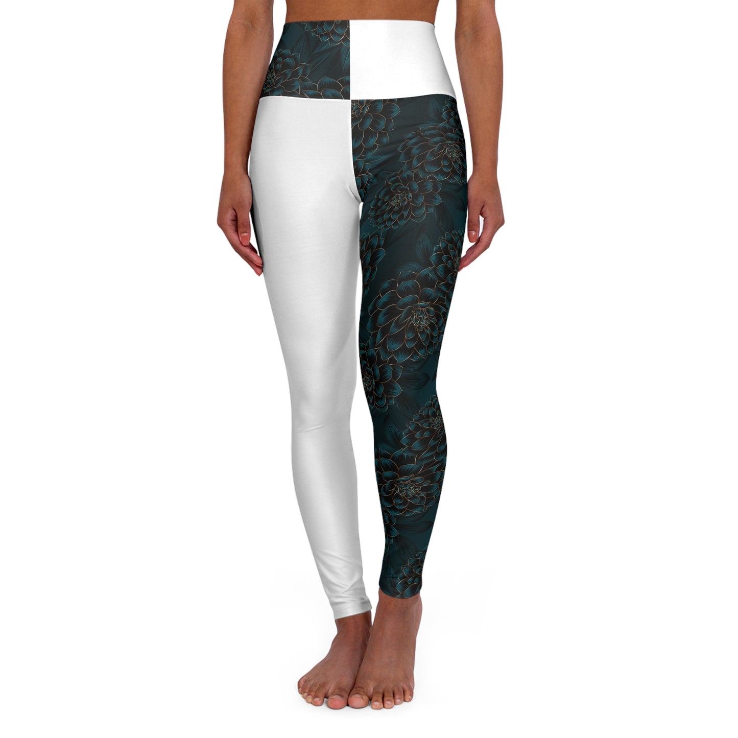 Contrast High Waisted Yoga Leggings (AOP)