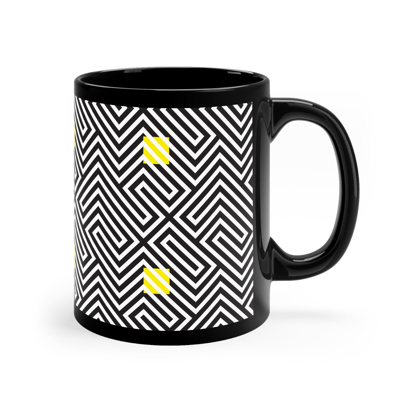 Black & White Abstract 11oz Black Mug